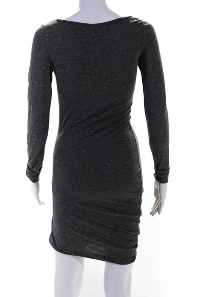 Free People Womens Long Sleeve Asymmetrical Crochet Knit Dress Gray Size XS