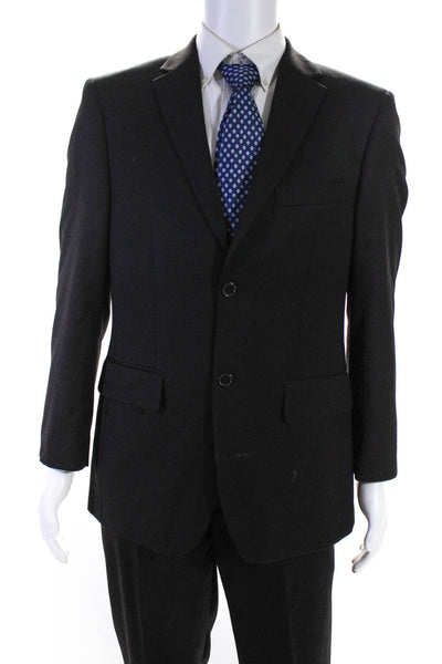 Marc Tulio Mens Pin Stripe Single Breasted Suit Jacket Pants Set Black Size 38