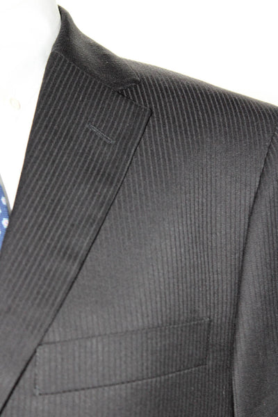 Marc Tulio Mens Pin Stripe Single Breasted Suit Jacket Pants Set Black Size 38