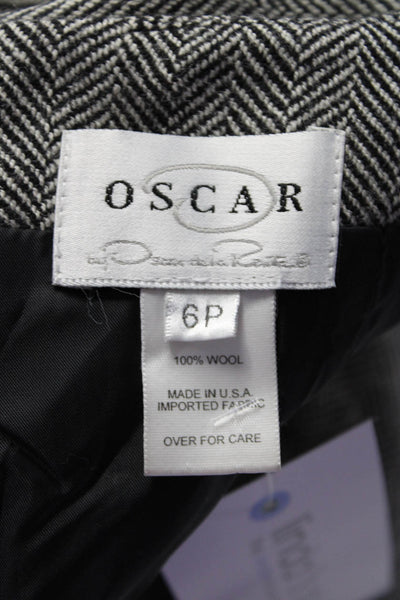 Oscar Oscar de la Renta Womens Herringbone Midi Pencil Skirt Black Gray Size 6P