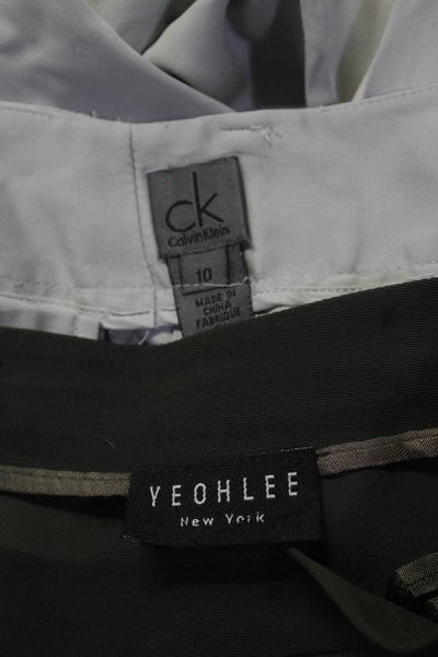 CK Calvin Klein Women's Flat Front Straight Leg Pants Gray Green Size 10 Lot 2