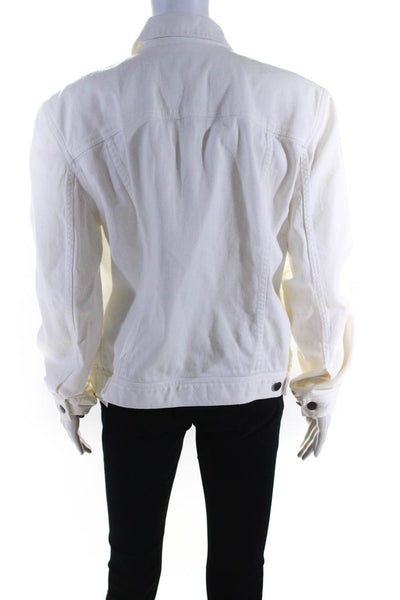 Lauren Jeans Company Womens White Cotton Long Sleeve Denim Jacket Size L