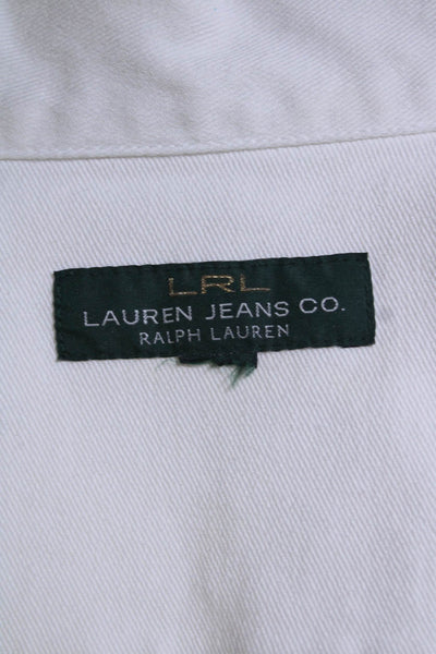 Lauren Jeans Company Womens White Cotton Long Sleeve Denim Jacket Size L