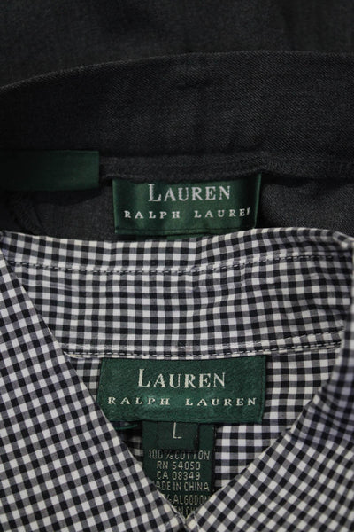 Lauren Ralph Lauren Womens Pants Black Checker Button Down Shirt Size L 10 Lot 2