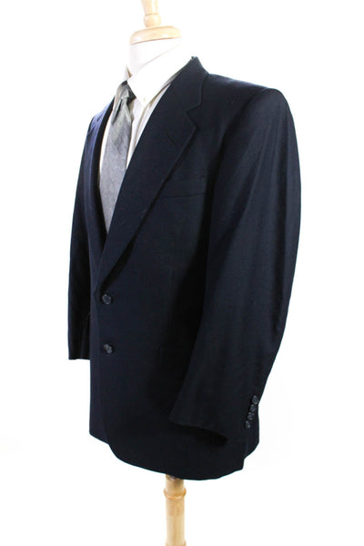 Hickey Freeman Men's Wool Solid Two Button Blazer Navy Size 46L