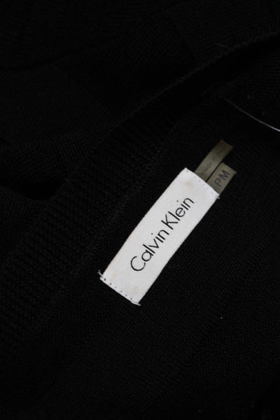 Calvin Klein Women's Scoop Neck Short Sleeve Wool Sheath Dress Black Size PM