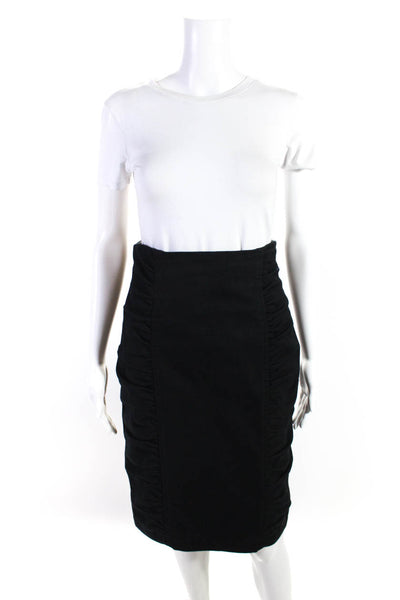 Nanette Lepore Women's Cotton Ruched Pencil Skirt Black Size 8