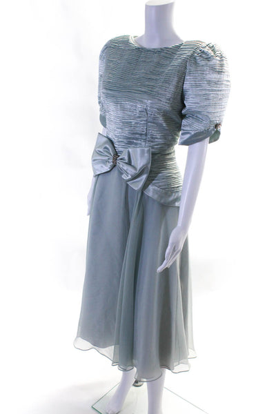 Karen Laurence Womens Jeweled Bow Waist Dress Sky Blue Size 10
