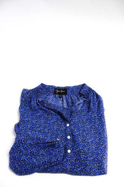 Yumi Kim Women's Cheetah Print Long Sleeve Button Up Blouse Blue Size Lot 2
