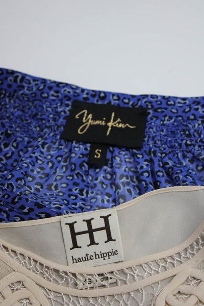 Yumi Kim Women's Cheetah Print Long Sleeve Button Up Blouse Blue Size Lot 2