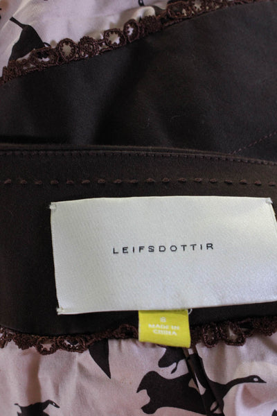 Leifsdottir Womens Crew Neck Solid Cotton Button Down Blazer Brown Size 8