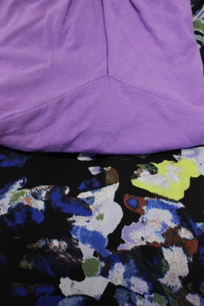 BCBGMAXAZRIA Womens Printed Mock Neck Shirts Black Purple Size Small Large Lot 2