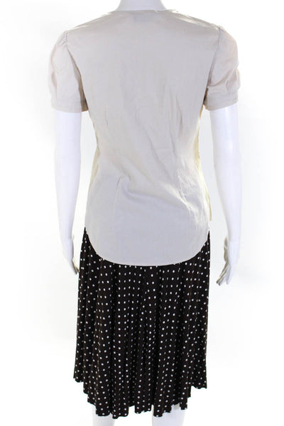 BCBGMAXAZRIA Womens V Neck Shirt Polka Dot Skirt Brown Size Small Medium Lot 2