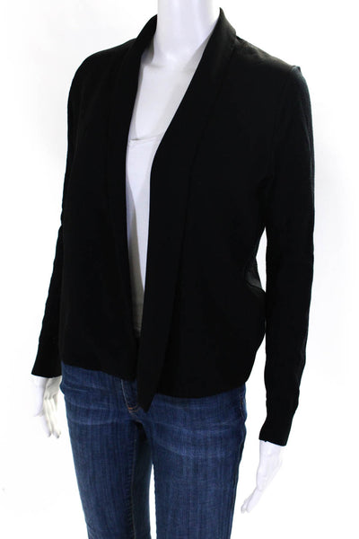 Ted Baker London Womens Collared Cropped Open Front Knit Cardigan Black Size 2