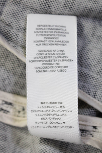 Joie Womens Cotton Geometric Print Cropped Full Zip Jacket Ivory White Size M