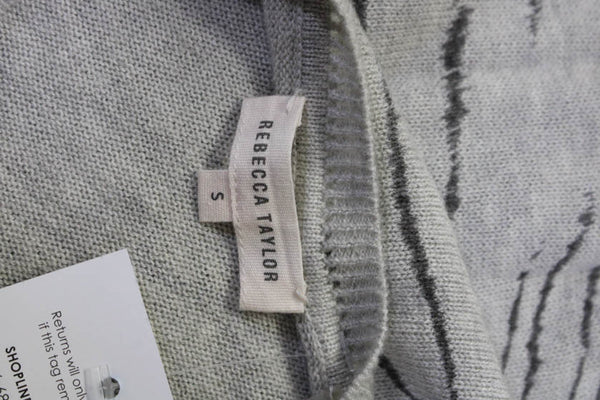 Rebecca Taylor Women's Wool Blend Animal Print Crewneck Sweater Gray Size S