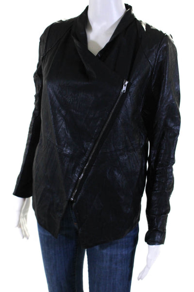 BB Dakota Women's Faux Leather Asymmetrical Zip Moto Jacket Black Size S