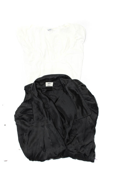 Wilfred Splendid Womens Jersey Knit Button Down Tie Shirt Black Size M/L Lot 2