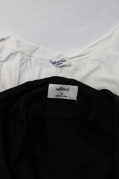 Wilfred Splendid Womens Jersey Knit Button Down Tie Shirt Black Size M/L Lot 2