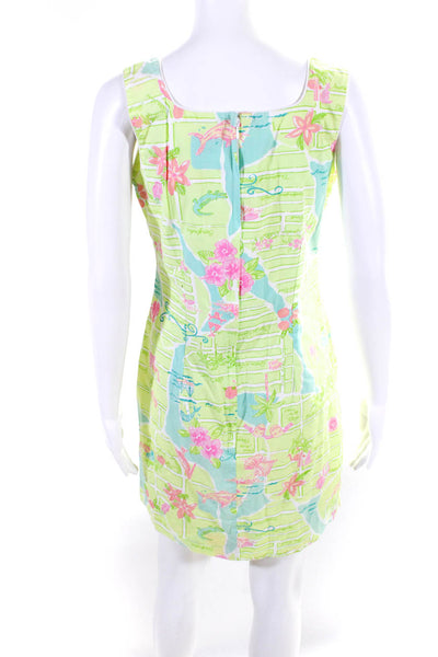 Lilly Pulitzer Women's Floral Print Square Neck Sleeveless Dress Green Size 4