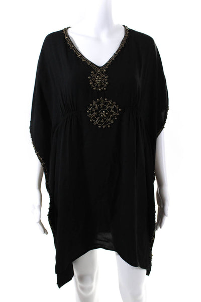 Antik Batik Women's V-Neck T-Shirt Dress Black Size M