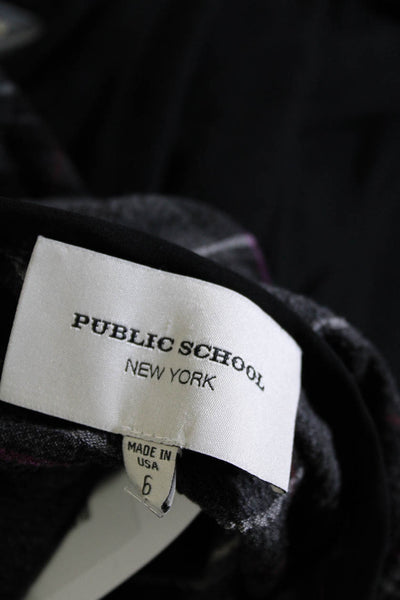 Public School Womens Plaid Buttoned Back Keyhole Sleeveless Tank Top Gray Size 6