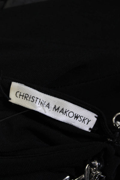 Christina Makowsky Womens Draped Back Chained Tank Top Blouse Black Size S
