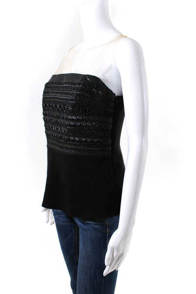Bailey 44 Womens Mesh Patchwork Textured Striped Tank Top Blouse Black Size L