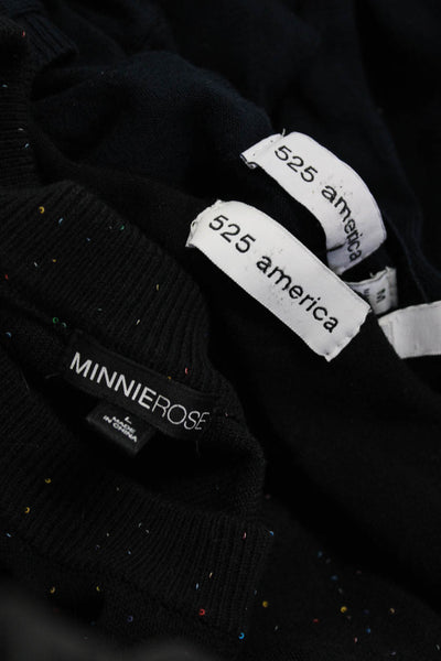 525 America Minnie Rose Womens Textured V-Neck Sweaters Black Size M L Lot 3