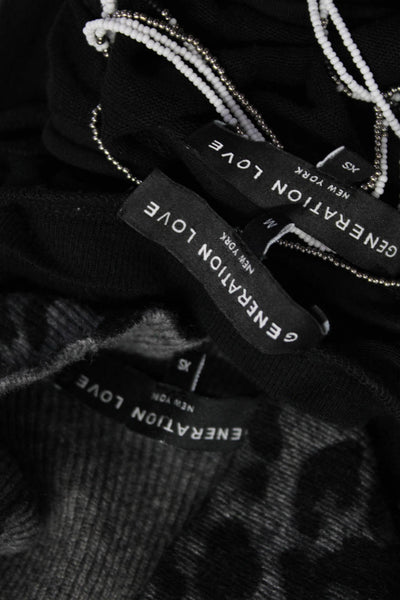 Generation Love Womens Beaded Battenberg Lace Printed Tops Black Size XS M Lot 3