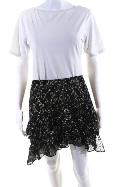 Derek Lam 10 Crosby Womens Asymmetrical Metallic Abstract Mini Skirt Black Size
