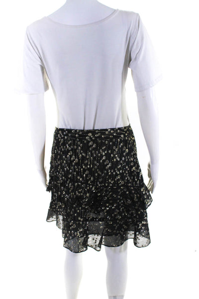 Derek Lam 10 Crosby Womens Asymmetrical Metallic Abstract Mini Skirt Black Size