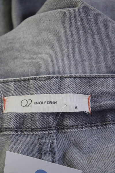Q2 Unique Denim Womens Denim Floral Embroidered Skinny Jeans Gray Size M