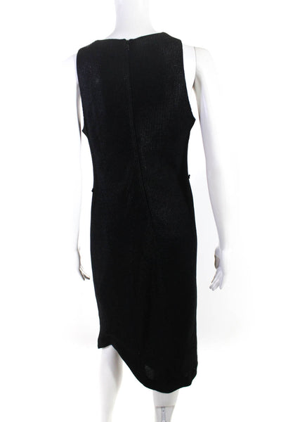 Rag & Bone Womens Woven Leather Trim Sleeveless Midi Tank Dress Black Size 8