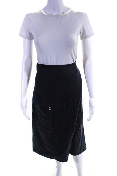 Barena Venezia Womens Midi Length Wrap Waist A Line Skirt Navy Size IT 44