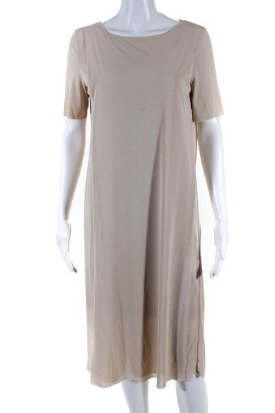 Cos Womens Solid Flowy Sheer Asymmetrical Layered Tee Shirt Dress Beige Size XS