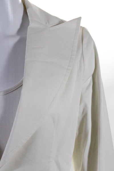 Flavio Castellani Womens Notched Collar Tie Front Blazer Jacket White Size 40