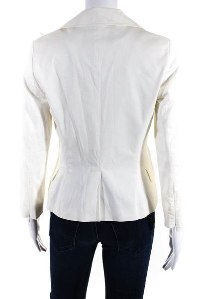 Flavio Castellani Womens Notched Collar Tie Front Blazer Jacket White Size 40
