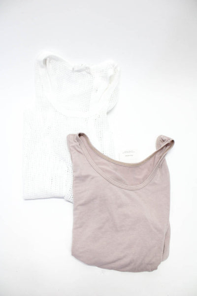 Emma & Sam Onzie Womens Cotton Wide Strap Tank Tops White Pink Size S OSFA Lot 2