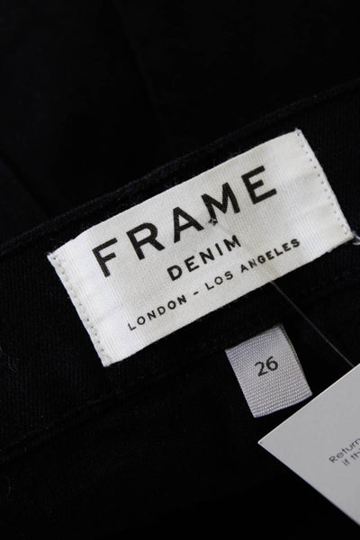 Frame Denim Womens Distressed Mid Rise Skinny Jeans Black Size 26