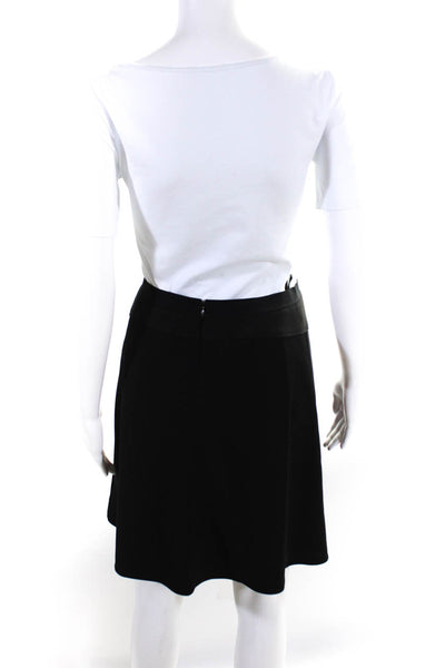 T Tahari Womens Crepe Mid Rise Knee Length A-Line Skirt Black Size 2