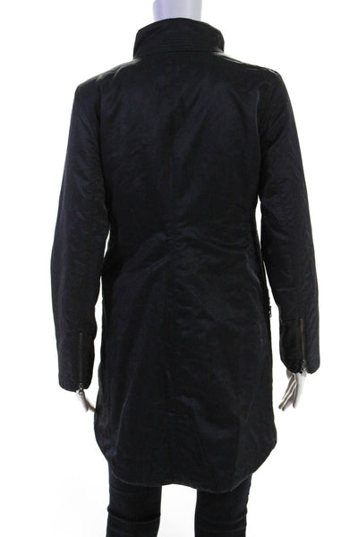 Eileen Fisher Womens Black Cowl Neck Full Zip Fleece Lined Jacket Size PP