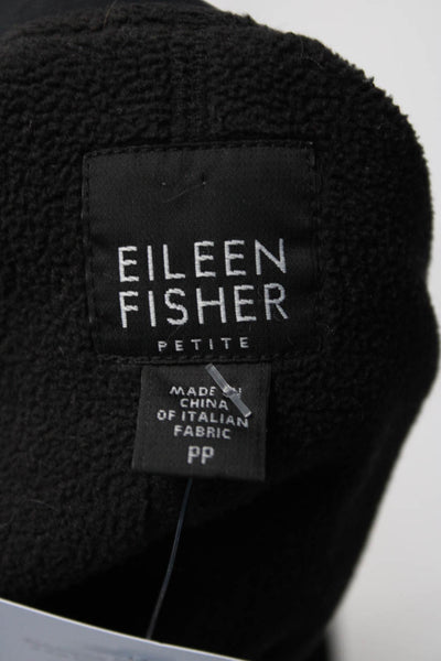 Eileen Fisher Womens Black Cowl Neck Full Zip Fleece Lined Jacket Size PP