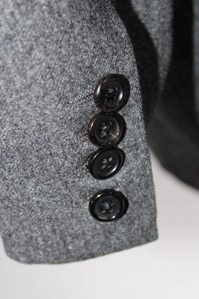 Hickey Freeman Mens Wool Split Hem Two Button Notched Lapel Blazer Gray Size 44