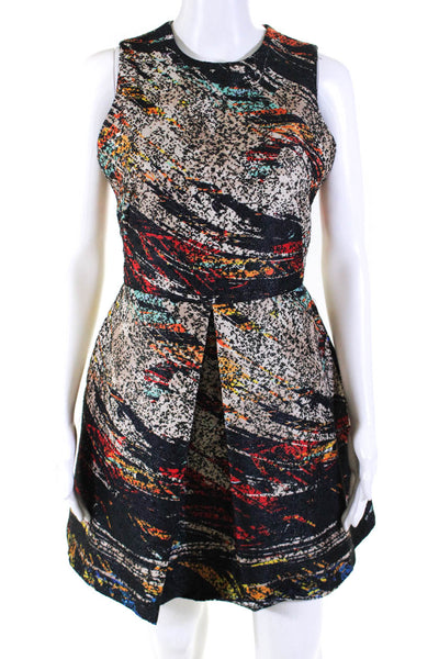 Hunter Bell Womens Abstract Metallic Jacquard A Line Dress Multicolor Size 2
