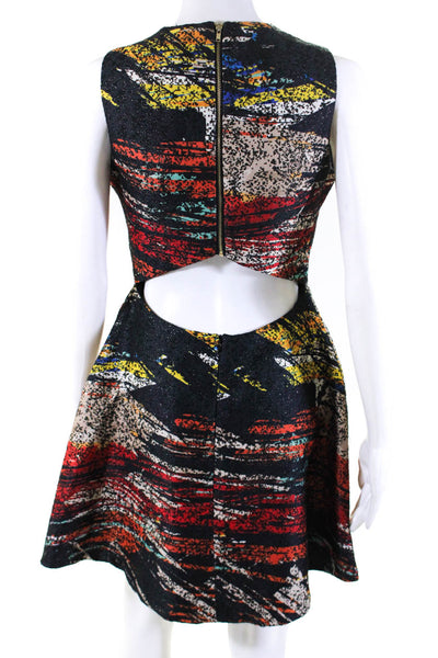 Hunter Bell Womens Abstract Metallic Jacquard A Line Dress Multicolor Size 2