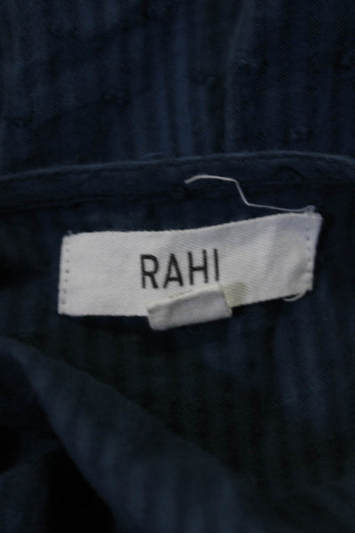 Rahi Womens Embroidered Swiss Dot V Neck A Line Dress Blue Size Small