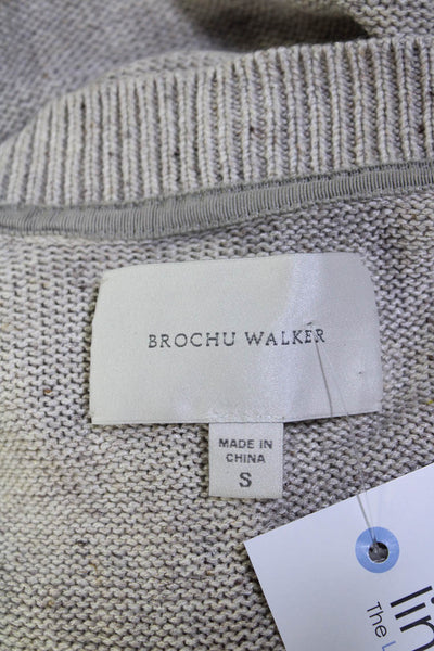 Brochu Walker Women's Crewneck Sleeveless Hi-Lo Knit Sweater Beige Size S