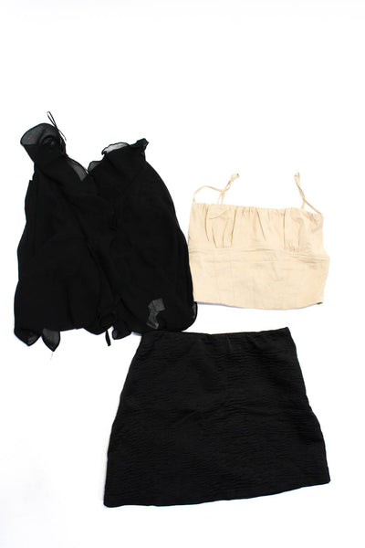 Zara Womens Satin Mini Skirt Chiffon Crop Top Blouse Size Small Lot 3