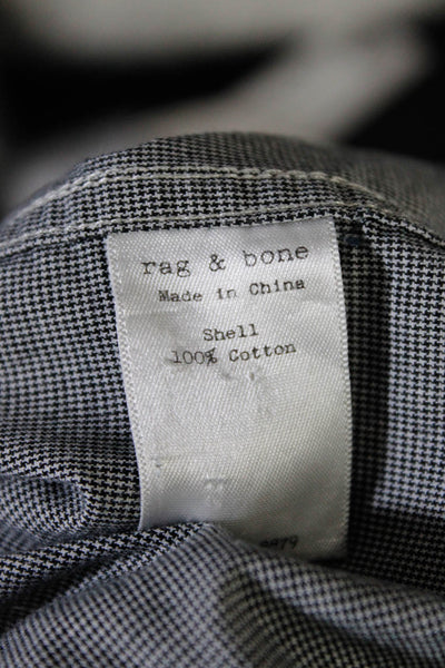 Rag & Bone Womens Cotton Houndstooth Print Button Up Tunic Black White Size XS